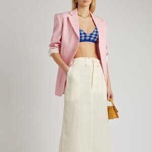Jacquemus Le Bandeau Valensole knitted bra top Blue Check